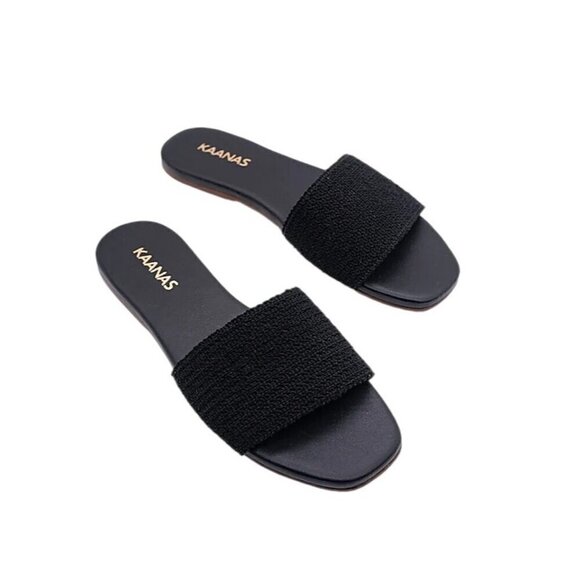 Kaanas Mallow Slide Sandals in Black 9 New with Box Womens Flats Slides - Picture 1 of 16